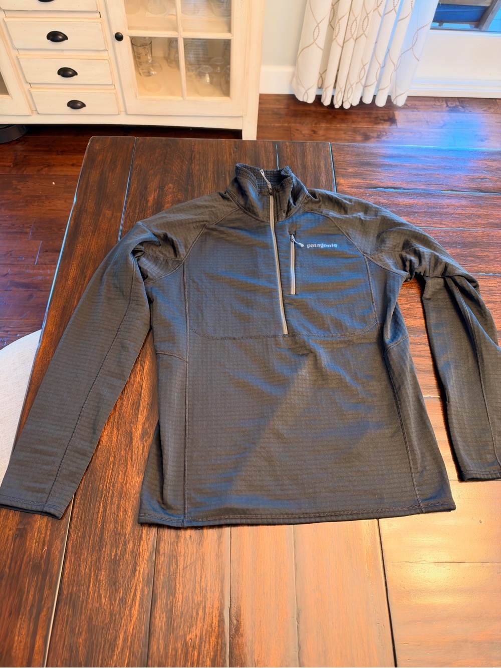 Patagonia R1 Pullover Jacket Mens Large Black 1/2 Zip Midlayer Waffle